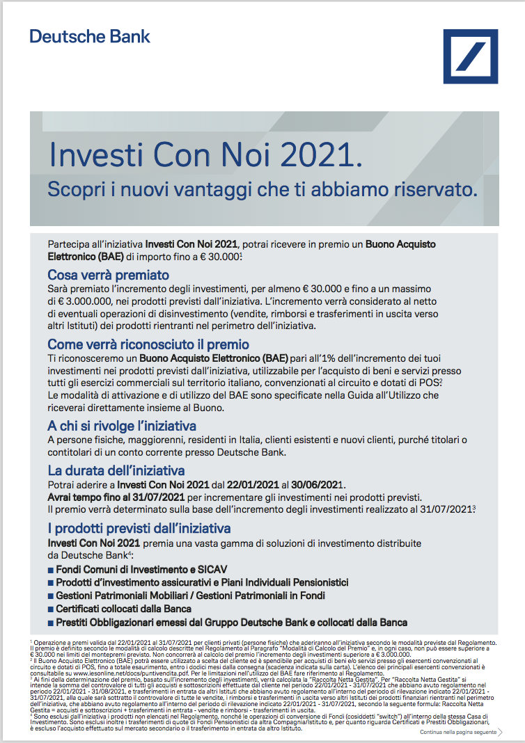 Offerta Deutsche Bank