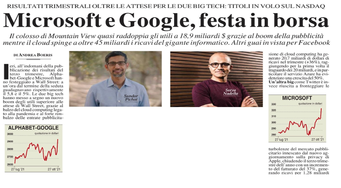 Articolo stampa nazionale del 28 ottobre 2021