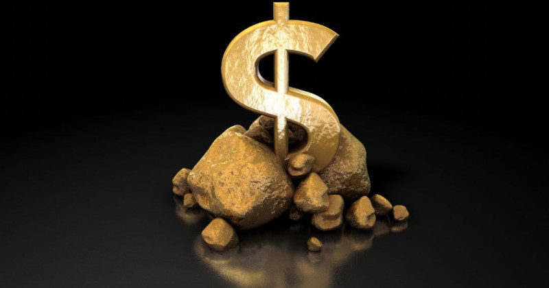 Immagine dollaro e pepite d'oro